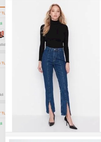 Kadın Mavi Denim Midi Kot Pantolon - Görsel 3