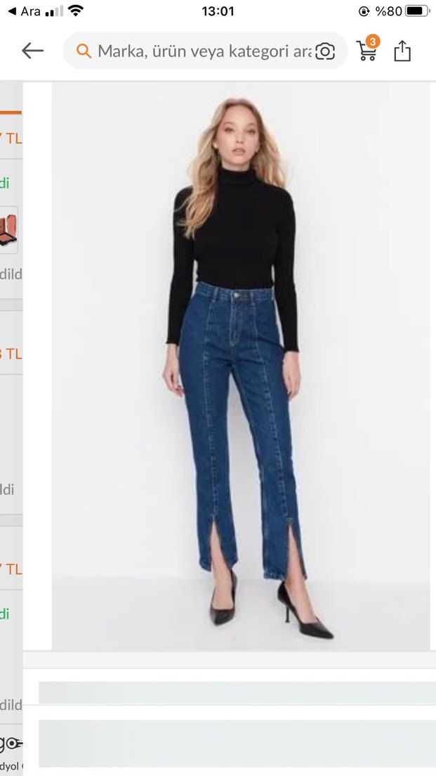 Kadın Mavi Denim Midi Kot Pantolon - Görsel 3