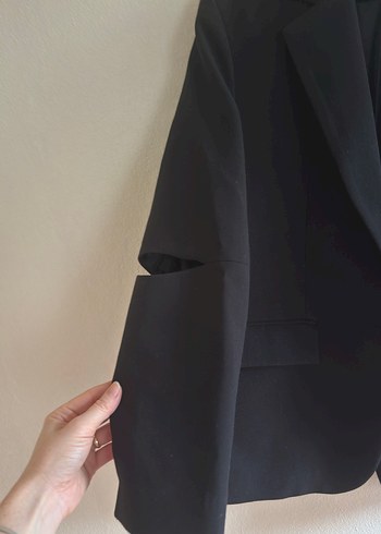 36 Beden siyah Renk Koton Düğmeli Siyah Kadın Ofis Blazeri