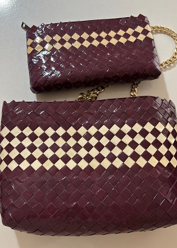 Bordo çanta ve cüzdan