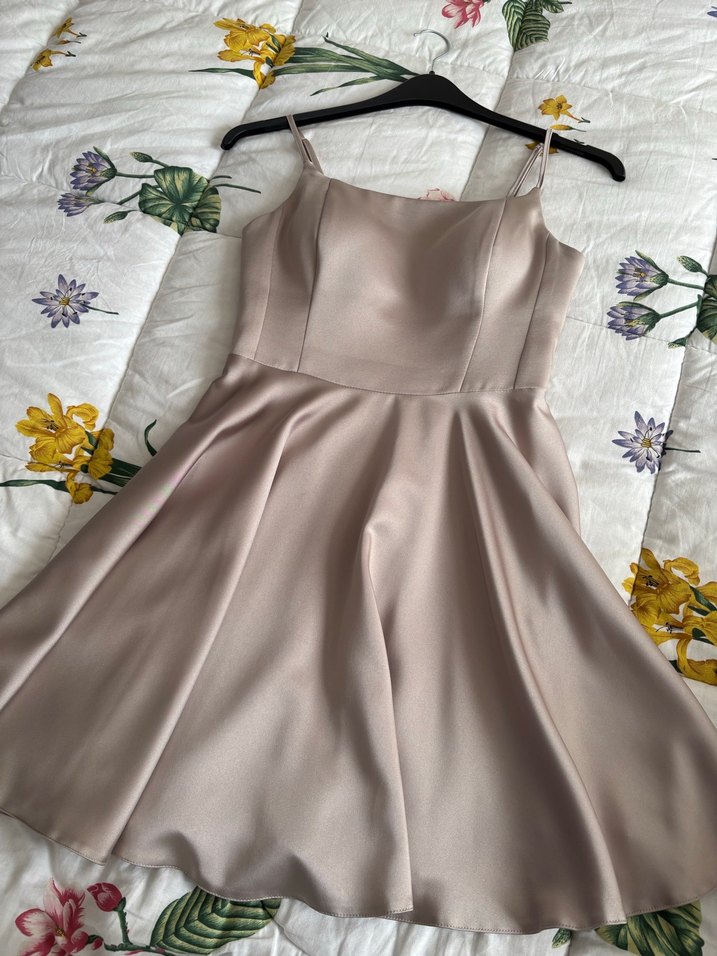 Bej Mini askılı Kadın Abiye Elbise - Görsel 2