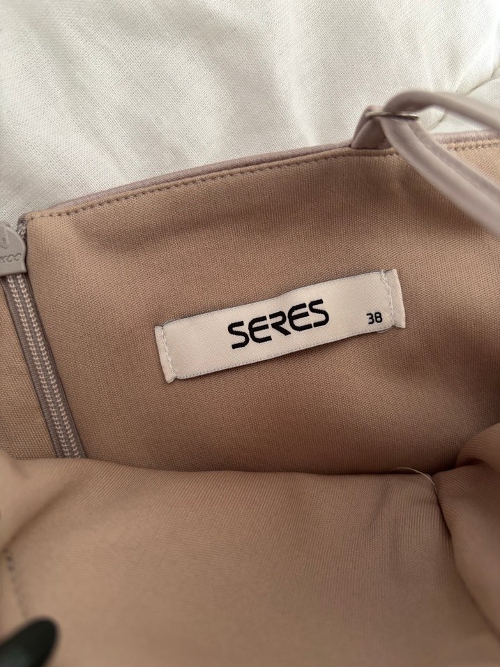 Bej Mini askılı Kadın Abiye Elbise - Görsel 4