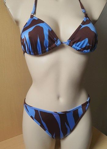 Mavi Zebra Desenli Fitted Bikini - Görsel 2