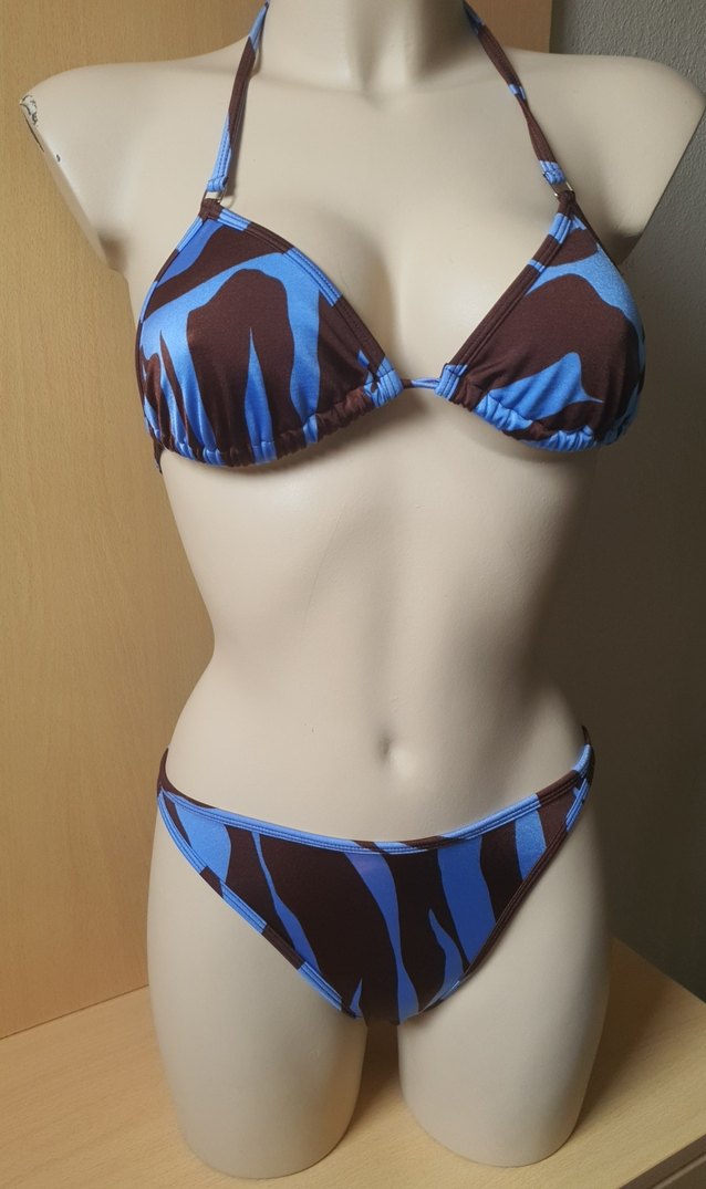 Mavi Zebra Desenli Fitted Bikini - Görsel 2