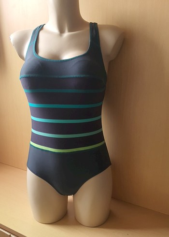 Mavi Çizgili Kadın Spor Mayo - Görsel 7