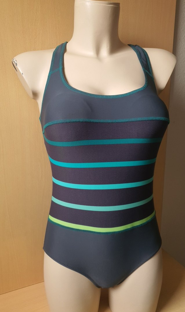 Mavi Çizgili Kadın Spor Mayo - Görsel 2