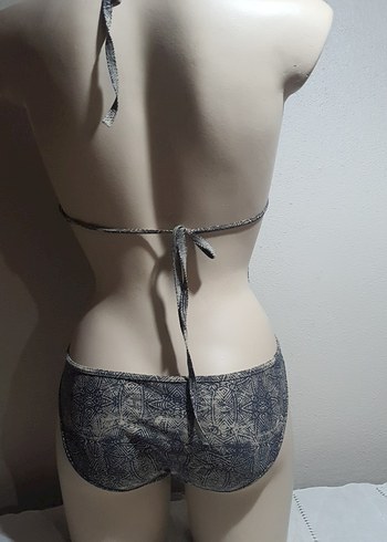 Bohem Gri Yılan Desenli Mini Mayo - Görsel 5