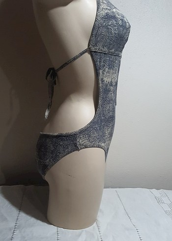 Bohem Gri Yılan Desenli Mini Mayo - Görsel 3