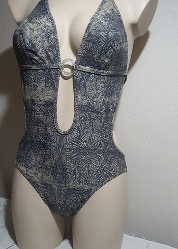 Bohem Gri Yılan Desenli Mini Mayo - Görsel 2