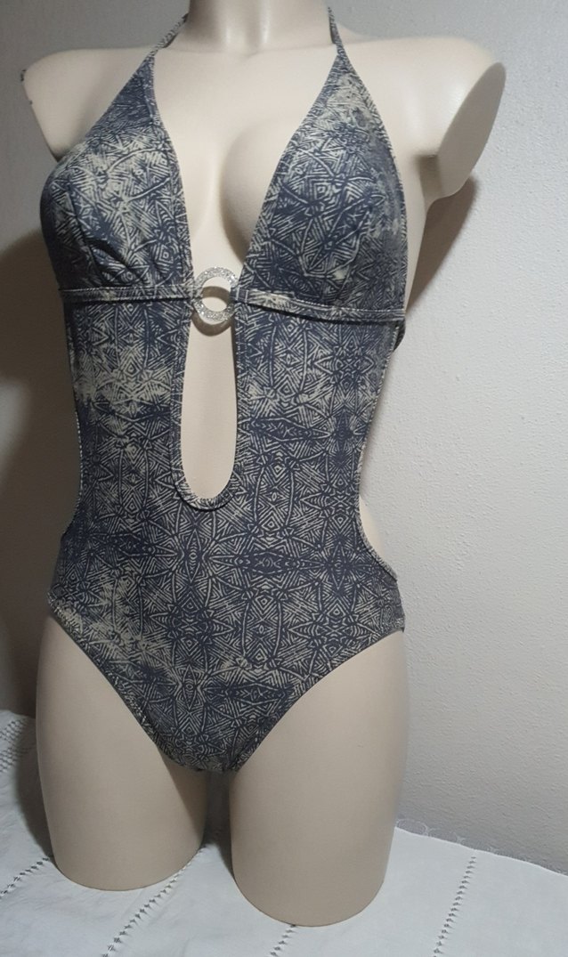 Bohem Gri Yılan Desenli Mini Mayo - Görsel 2