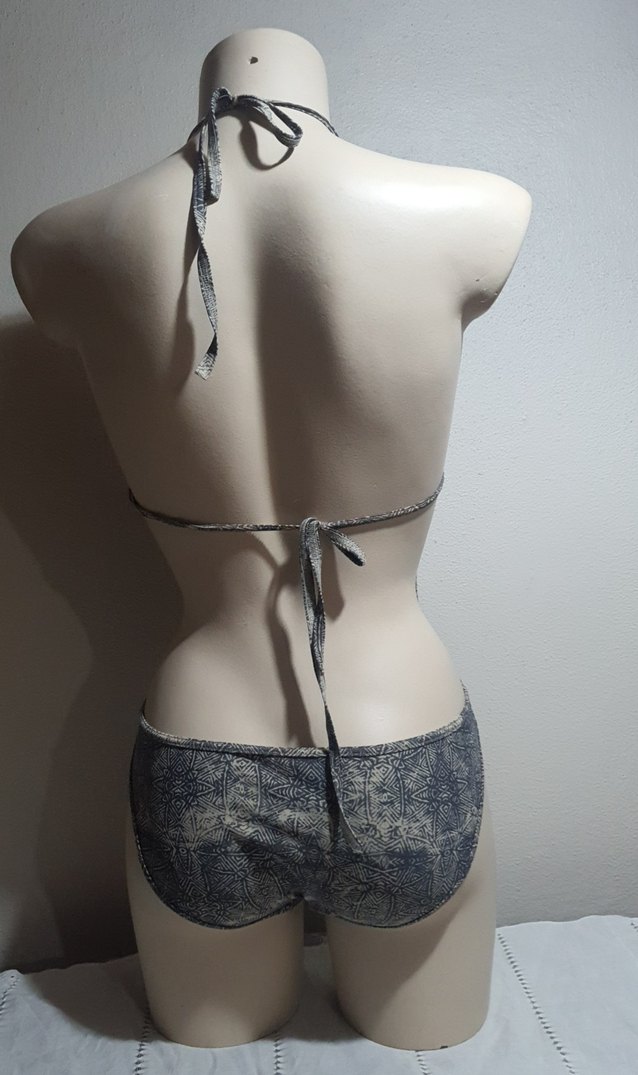 Bohem Gri Yılan Desenli Mini Mayo - Görsel 4