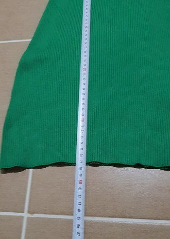 Tek Omuzlu Yeşil Mini Triko Elbise - Görsel 8