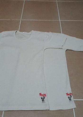 Beyaz Erkek Çocuk İçlik  kuzu yünü Tişört 2 Adet fiatidir - Görsel 6