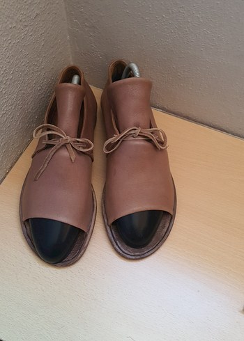 Deri Bej Dolgu Topuklu Kadın Ayakkabı