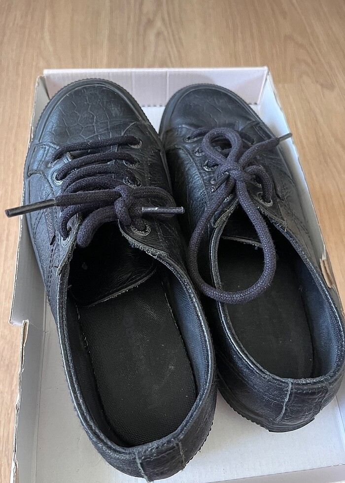 Superga Siyah Deri Ayakkabı - Görsel 3