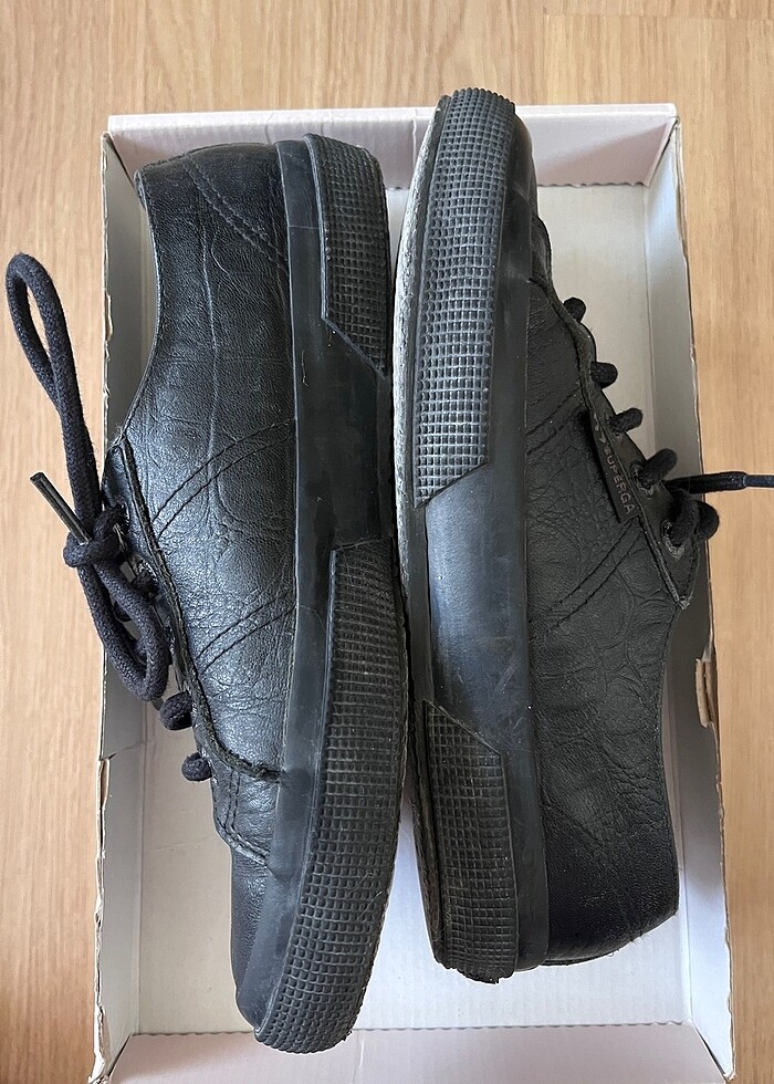 Superga Siyah Deri Ayakkabı - Görsel 2