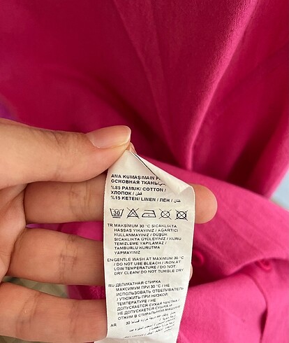 m Beden pembe Renk Manuka Pembe Oversize Keten Gömlek M-L
