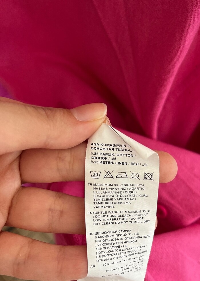 Manuka Pembe Oversize Pamuk Keten Gömlek M-L - Görsel 4