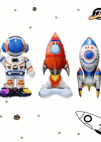 Beden Astronot Roket Folyo Balon Seti