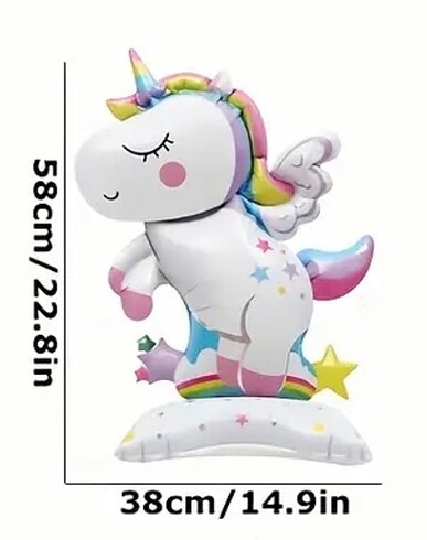 Ayakta duran unicorn figür folyo balon