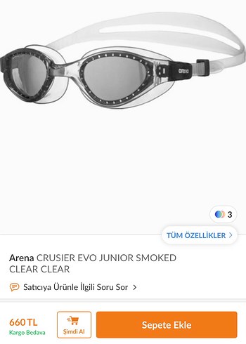 Diğer Arena Crusier Evo Junior Cocuk Yuzme Gozlugu