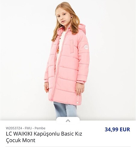 LC Waikiki Kız çocuk uzun mont