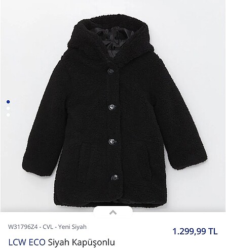 LC Waikiki Siyah Teddy Peluş Mont Kaban