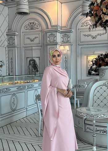 Trendyol & Milla Pembe Uzun Kollu Dökümlü Uzun Elbise
