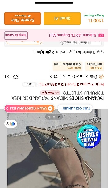 37 Beden altın Renk Topuklu ayakkabı