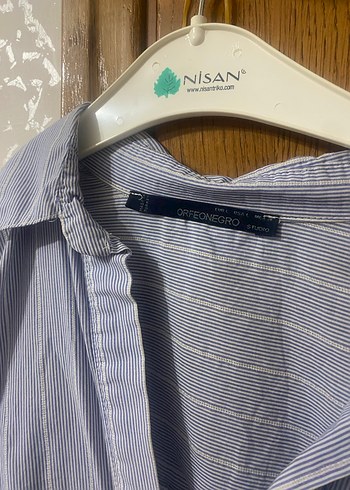 Mavi Keten Kadın Gömlek, Rahat Kesim, Uzun Kollu - Görsel 3