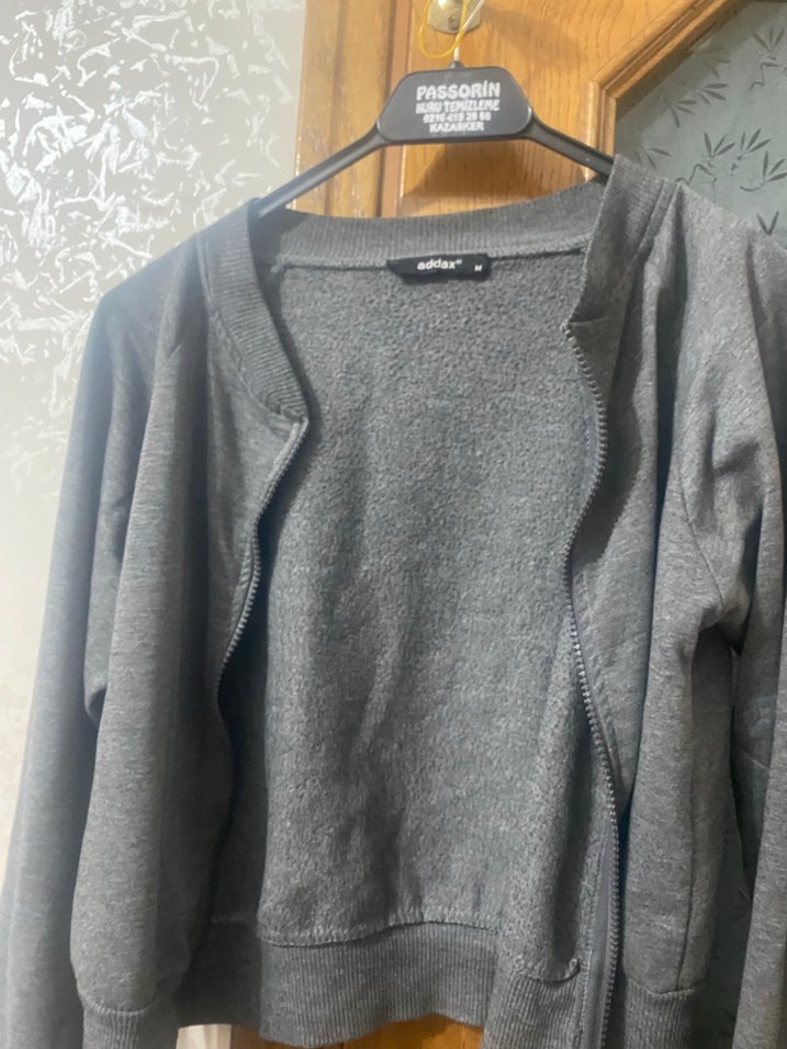 Gri Uzun Kollu Salaş Kadın Hırka - Görsel 3