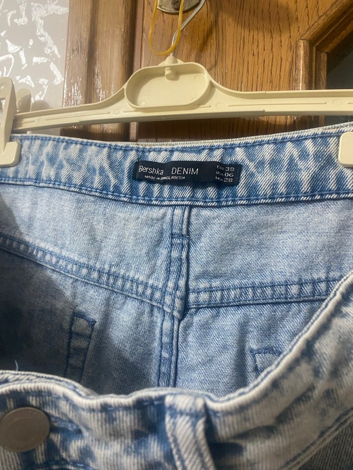 Bağcıklı Mavi Kot Mini Şort - Görsel 2