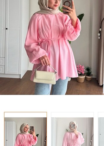 Kemerli Keten Mini Tunik - Görsel 3