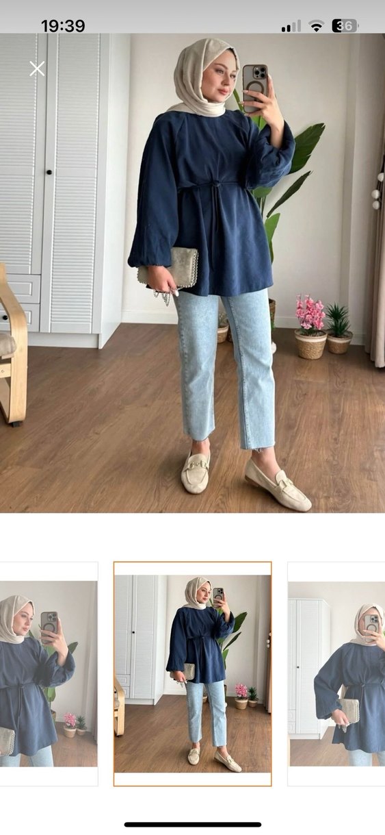 Kemerli Keten Mini Tunik - Görsel 2