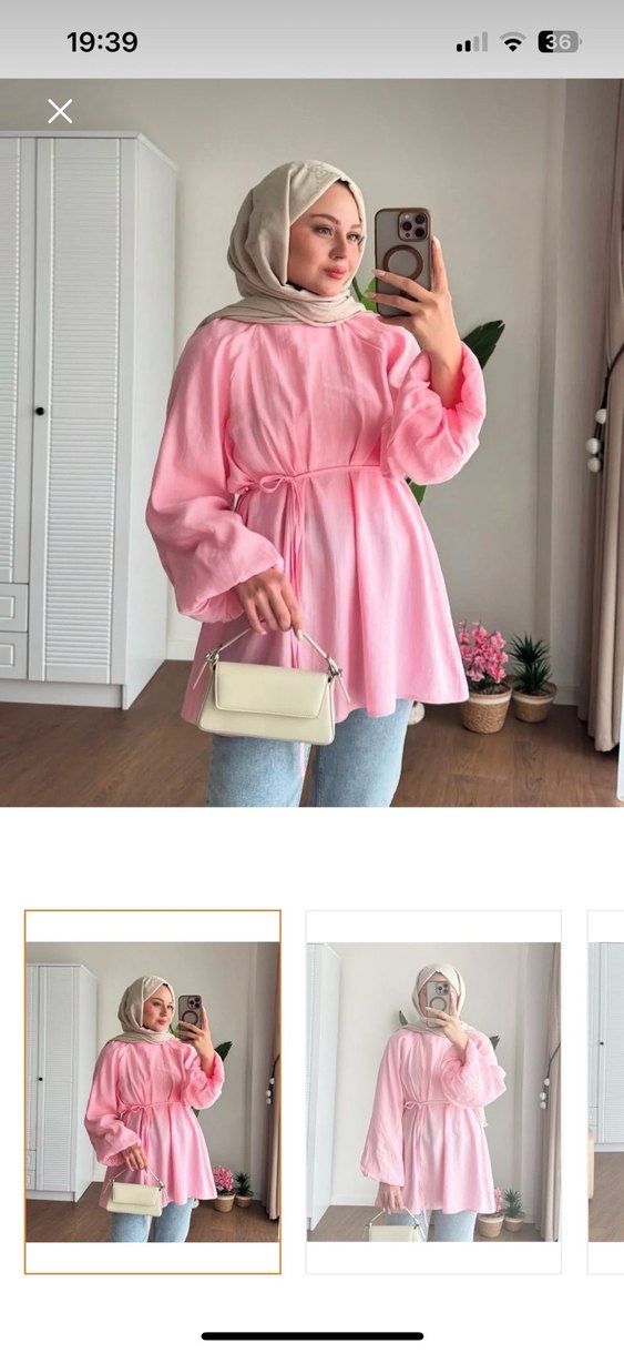 Kemerli Keten Mini Tunik - Görsel 3