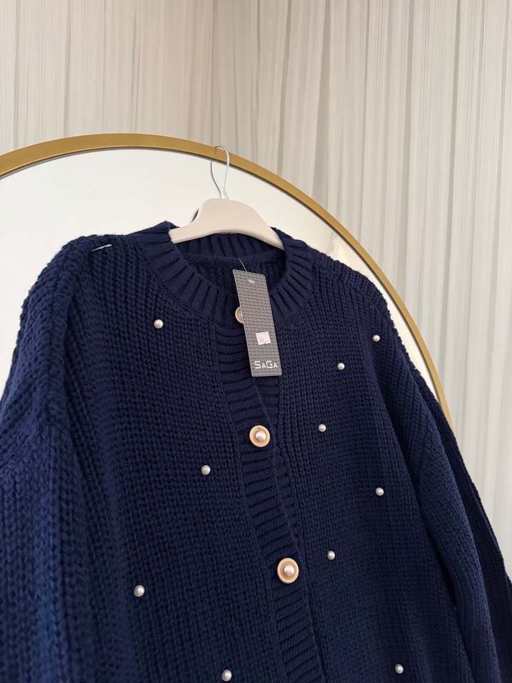 Nakışlı Mavi Bohem Kadın Hırka - Görsel 4