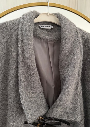 Kürk Detaylı Gri Yün Midi Kadın Kaban - Görsel 4