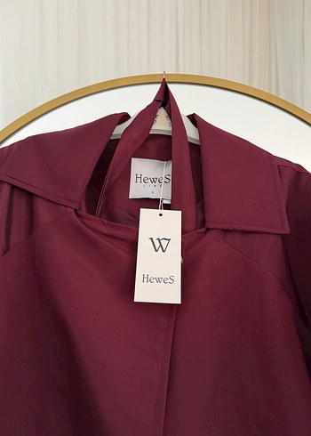 Bordo Kadın Midi Ceket Drapeli Kol Detaylı - Görsel 5