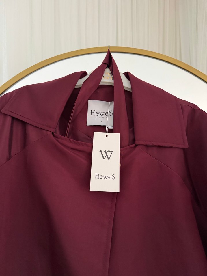 Bordo Kadın Midi Ceket Drapeli Kol Detaylı - Görsel 5