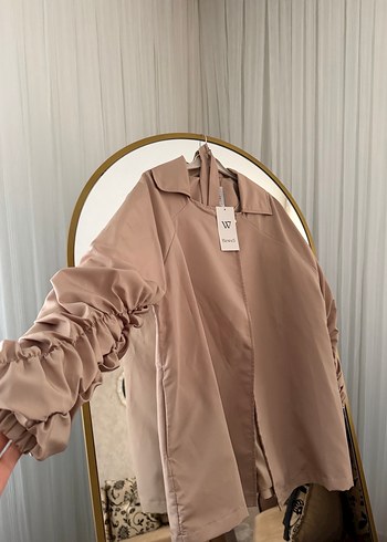 Bej Kadın Keten Midi Ceket - Görsel 3