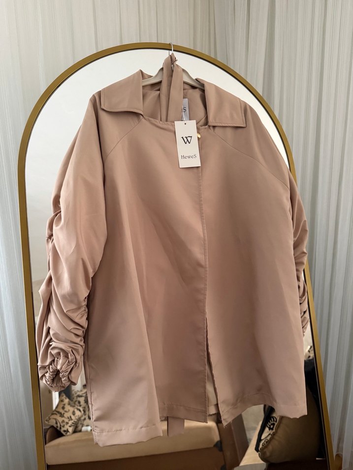 Bej Kadın Keten Midi Ceket - Görsel 2