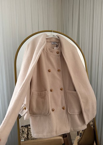 Bej Düğmeli Midi Kadın Kaban - Görsel 3