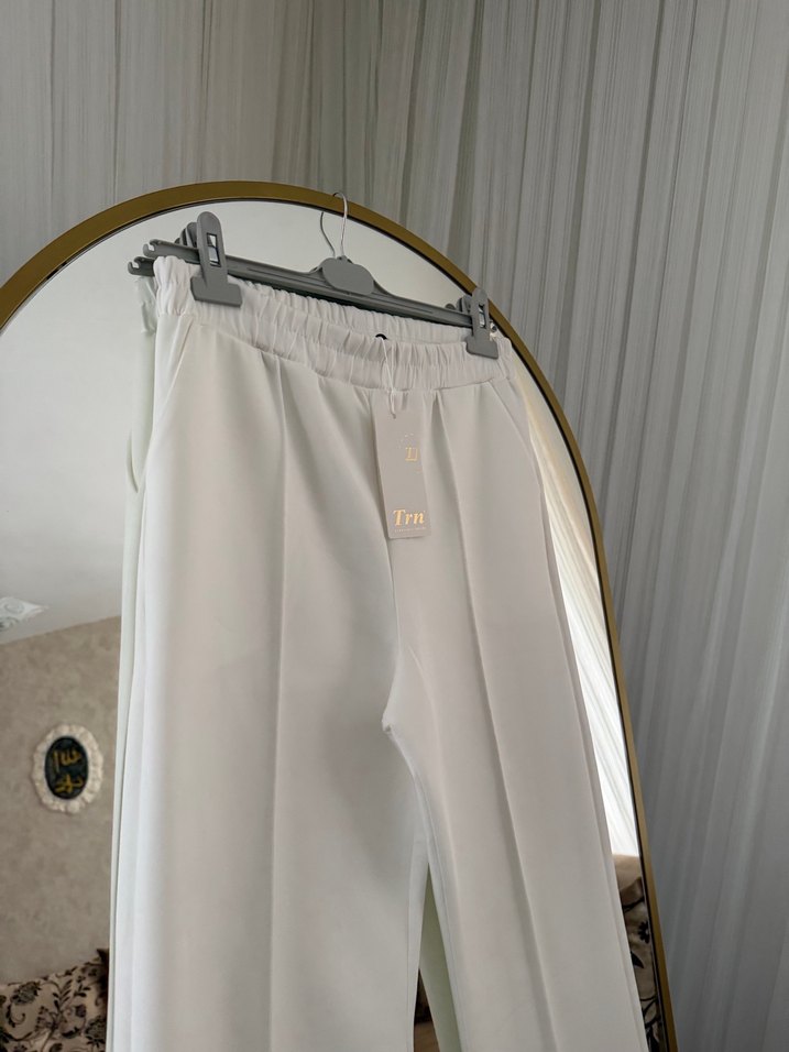 Beyaz Midi Kadın Pantolon - Görsel 2