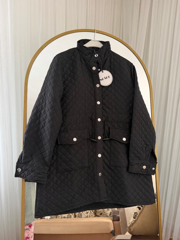 Düğmeli Siyah Kadın Midi Ceket - Görsel 2