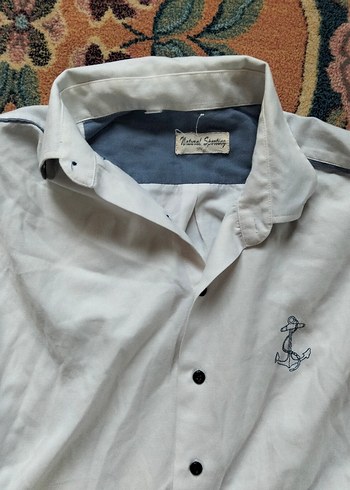 Gri Düğmeli Erkek Keten Gömlek - Görsel 2