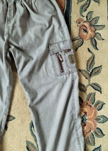 Gri Pamuklu Bol Kesim Kemerli Erkek Pantolon - Görsel 4