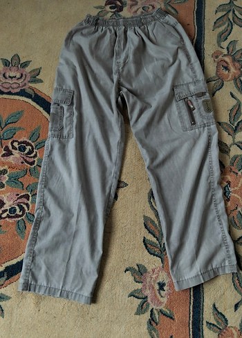 Gri Pamuklu Bol Kesim Kemerli Erkek Pantolon - Görsel 2