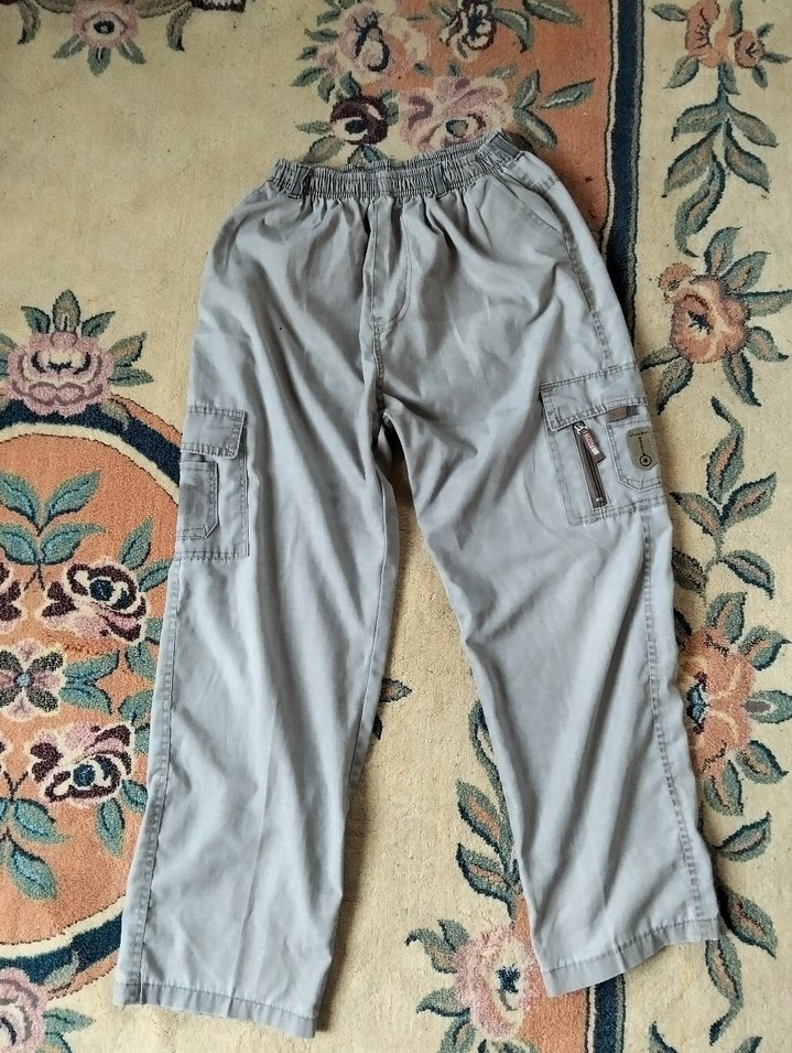 Gri Pamuklu Bol Kesim Kemerli Erkek Pantolon - Görsel 3