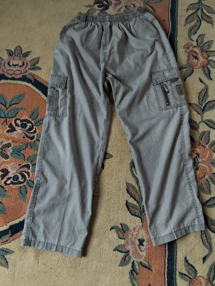 Gri Pamuklu Bol Kesim Kemerli Erkek Pantolon - Görsel 2