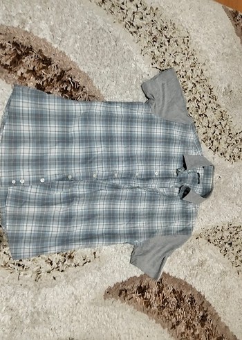 Gri Kısa Kollu Regular Fit Erkek Gömlek - Görsel 5